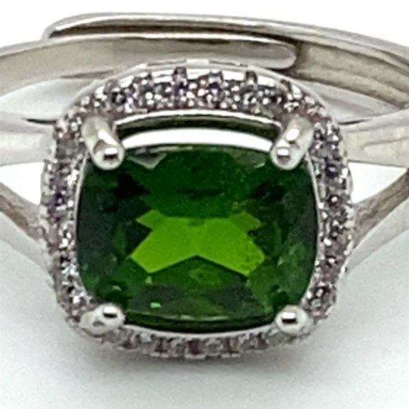 Chrome Diopside 1.45ct White Gold Finish Solid 925 Sterling Silver Ring - Picture 7 of 7